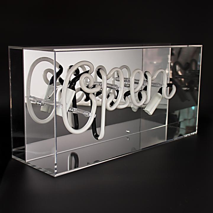 Oggetto regalo di design – acrylic box neon open 