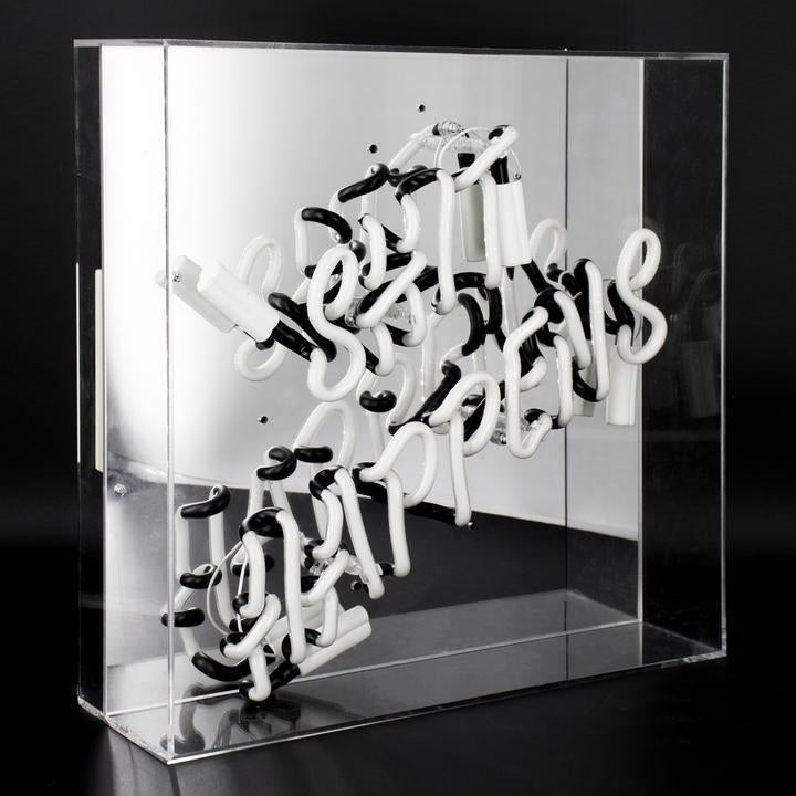 Regalo de diseño – large acrylic box neon shit happens 
