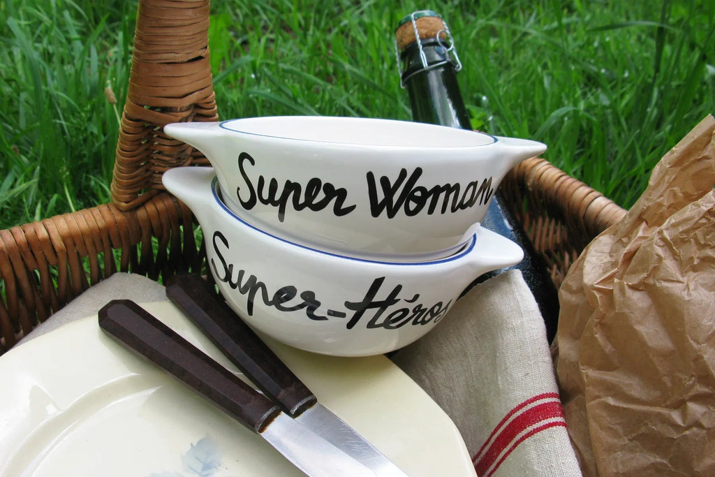 Oggetto regalo di design – bol breton super woman pied de poule 