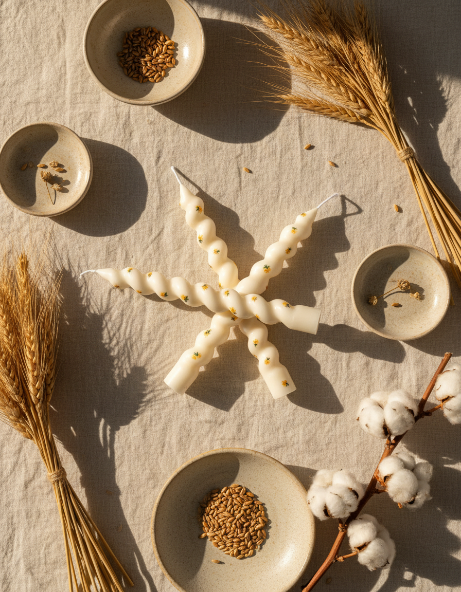 Kierretty pyöreänkukkakynttilä