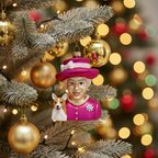 Ball Christmas Reine Elizabeth & Corgi Fuchsia