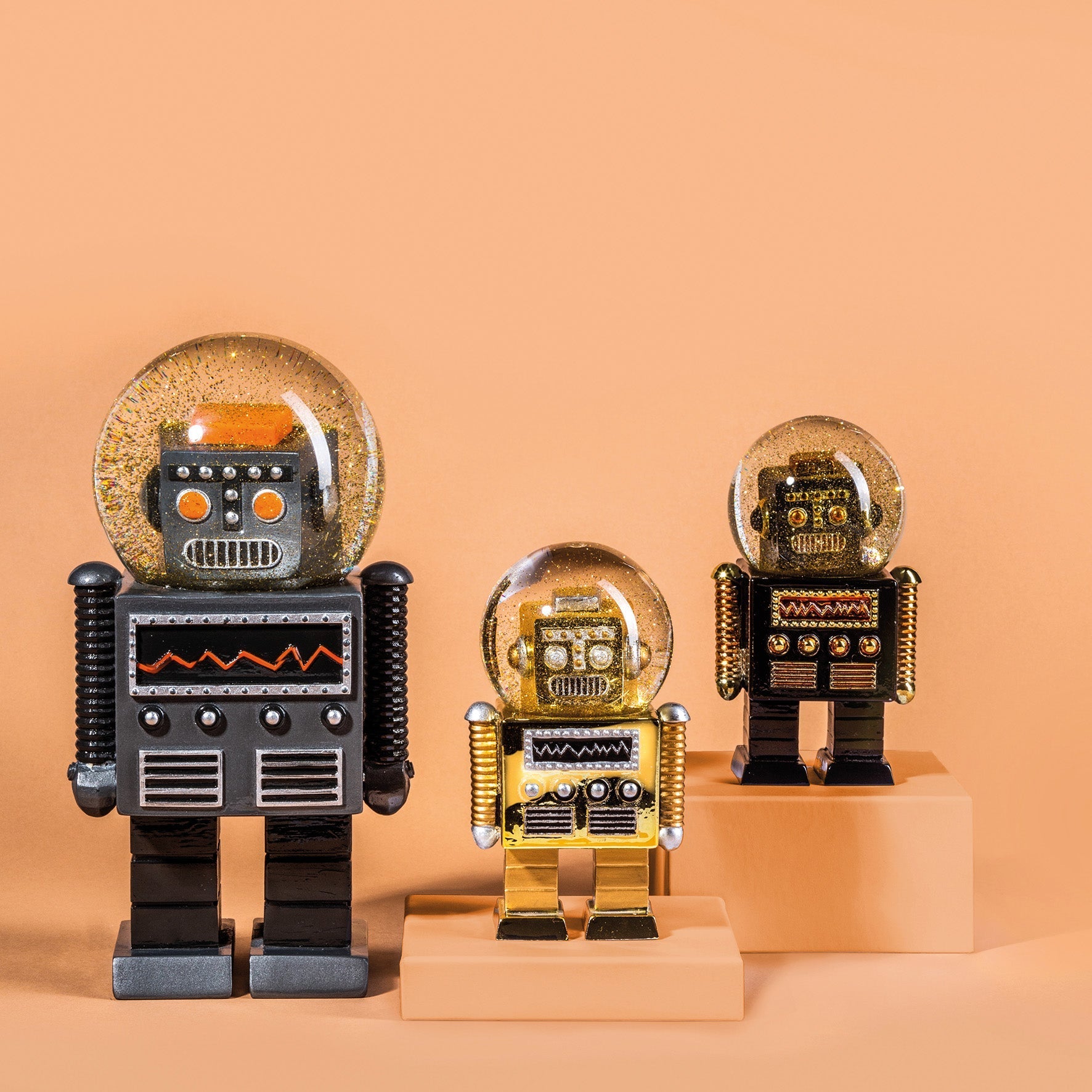 Oggetto regalo di design – boulle a neige robot noir donkey 