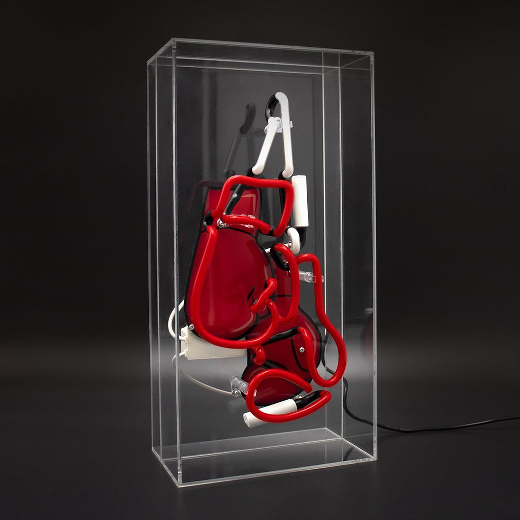 'Boxing Gloves' Glass Neon Sign