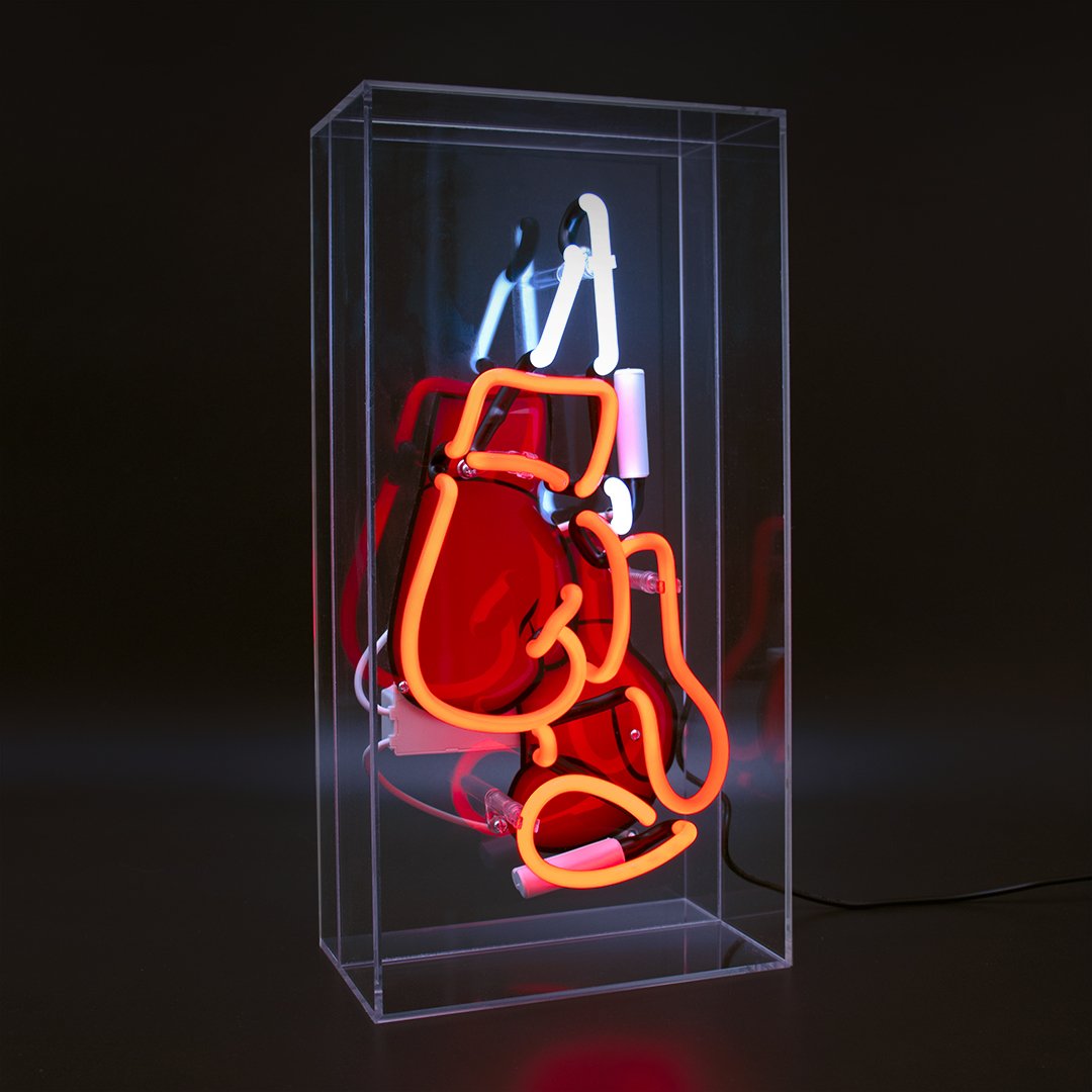 'Boxing Gloves' Glass Neon Sign