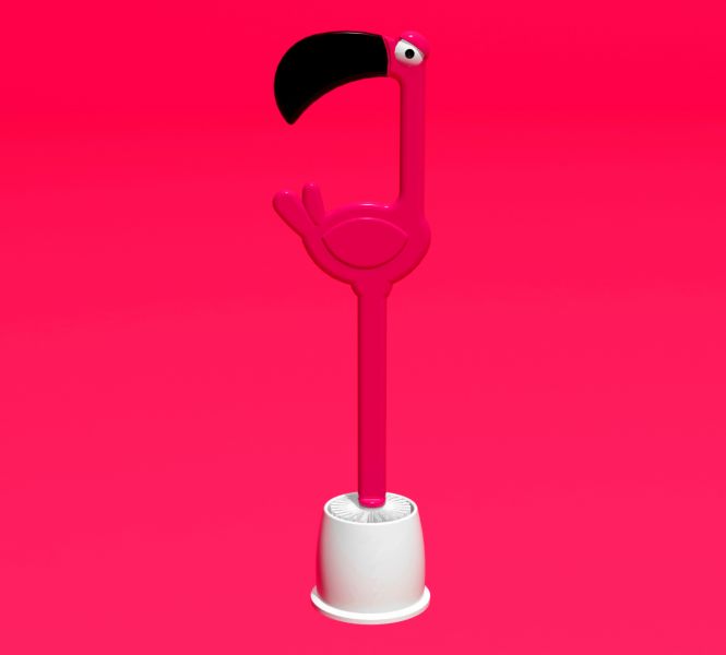 Brosse WC Flamant Rose