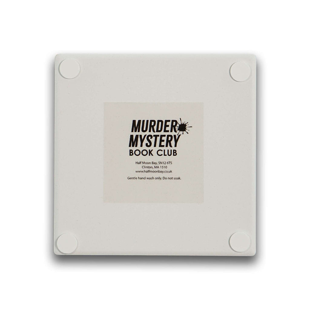 Untersetzer aus Keramik – Kaffeetasse für den Murder Mystery Buchclub