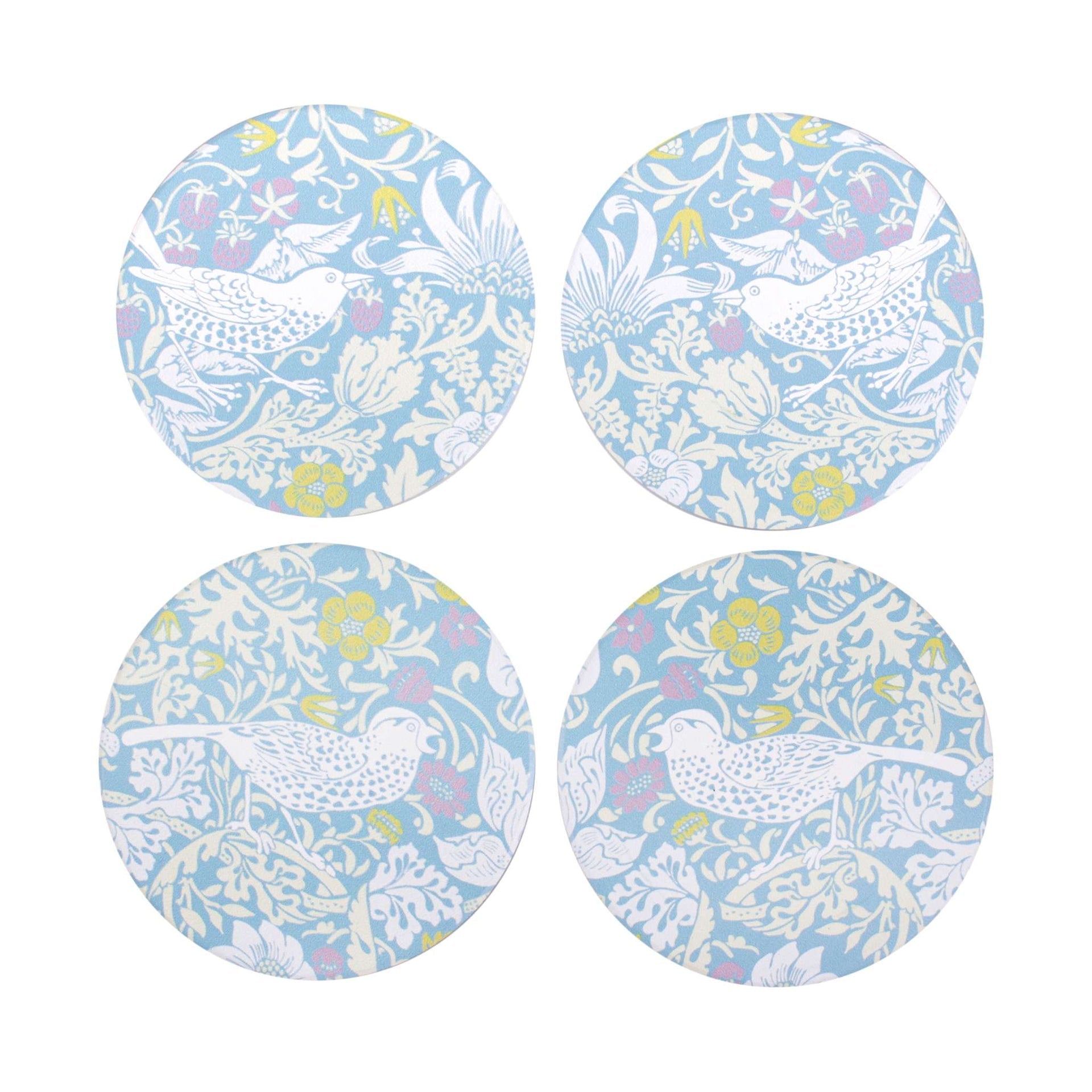 4er Set William Morris Keramikuntersetzer - Strawberry