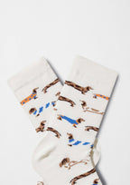 Chaussettes BePets Teckels Blanc Cassé
