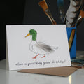 Carte d'Anniversaire Canard Colvert Plume