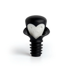 Meet Count Corkula, the black and white vampire bottle stopper with a cartoon face and fangs.