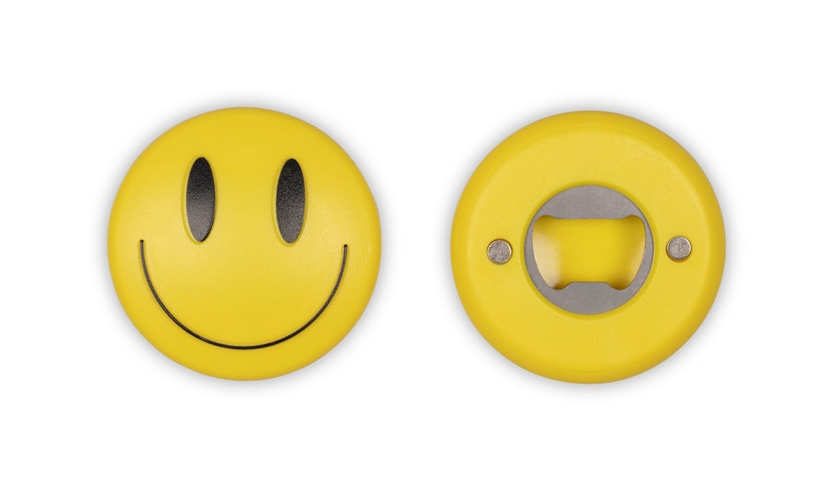 Magnetischer Flaschenöffner mit fröhlichem Emoji