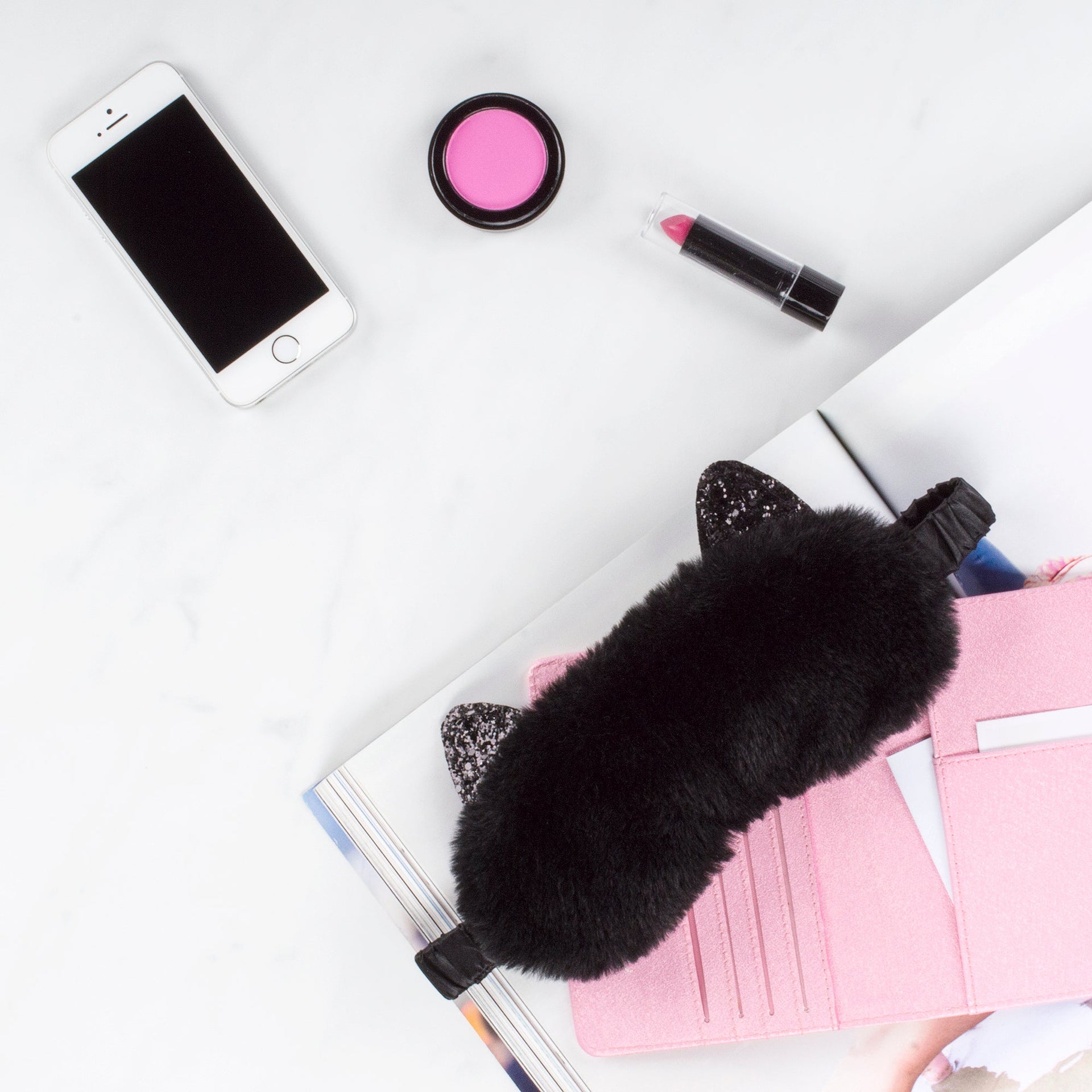 Masque de sommeil peluche – chat noir