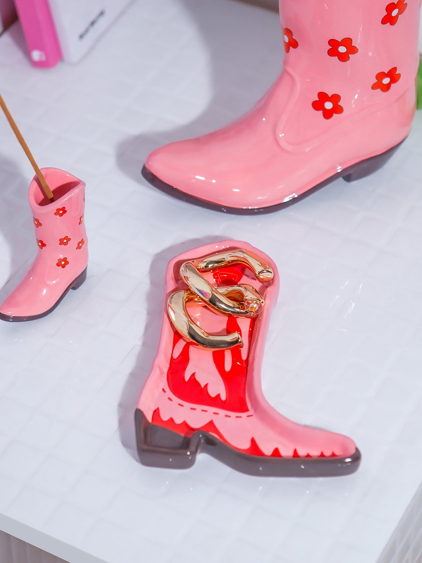 Tablett mit Rodeo-Cowboy-Stiefel-Schmuckschale
