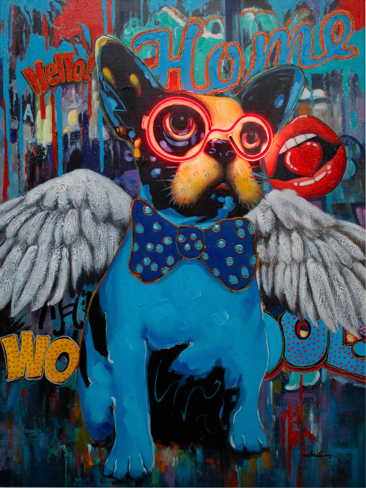 'Dog with Wings' Wall Artwork with LED Neon - STANDARD – Locomocean