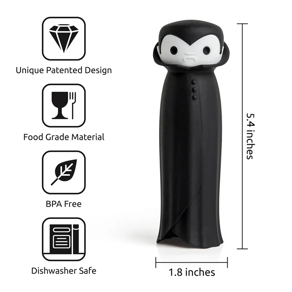 Drac N Roll: Cartoon vampire garlic peeler by OTOTO, BPA-free, dishwasher-safe.