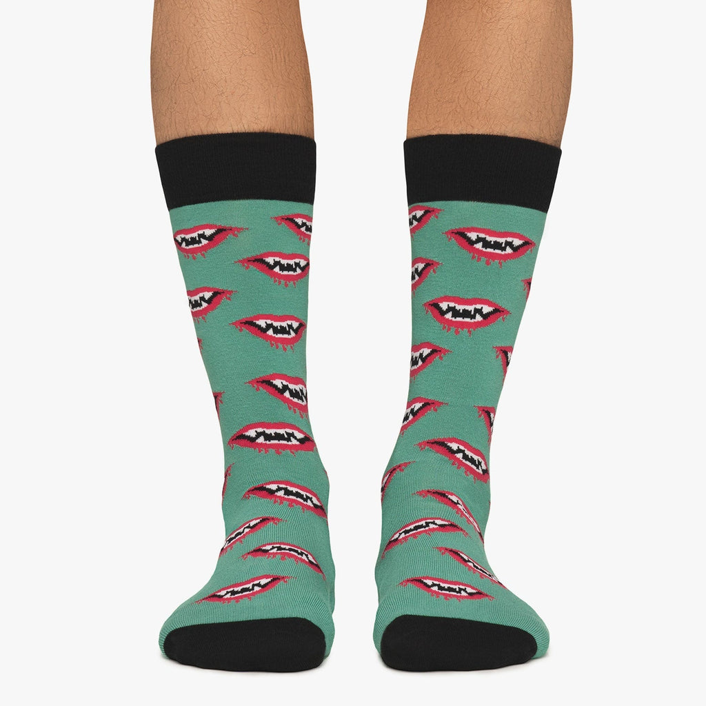 Dracula Fangs Socks - Turquoise
