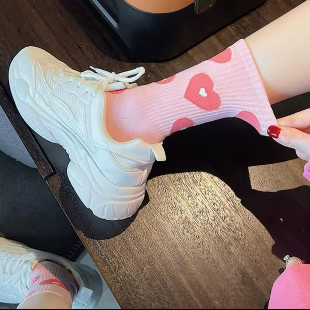 Chaussettes Cœur Rose Femme
