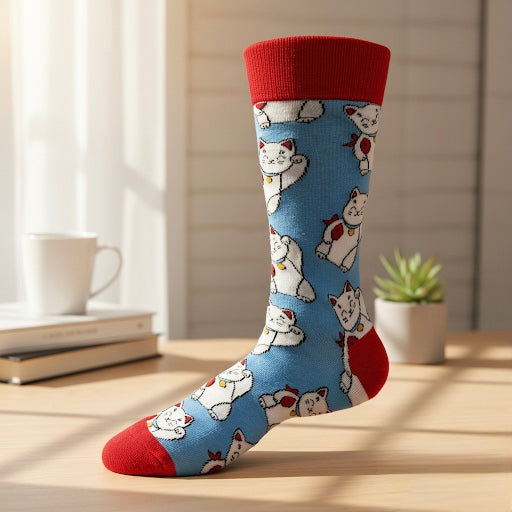 Chaussettes Chats Chanceux Blancs | Oggetti di design e regali originali