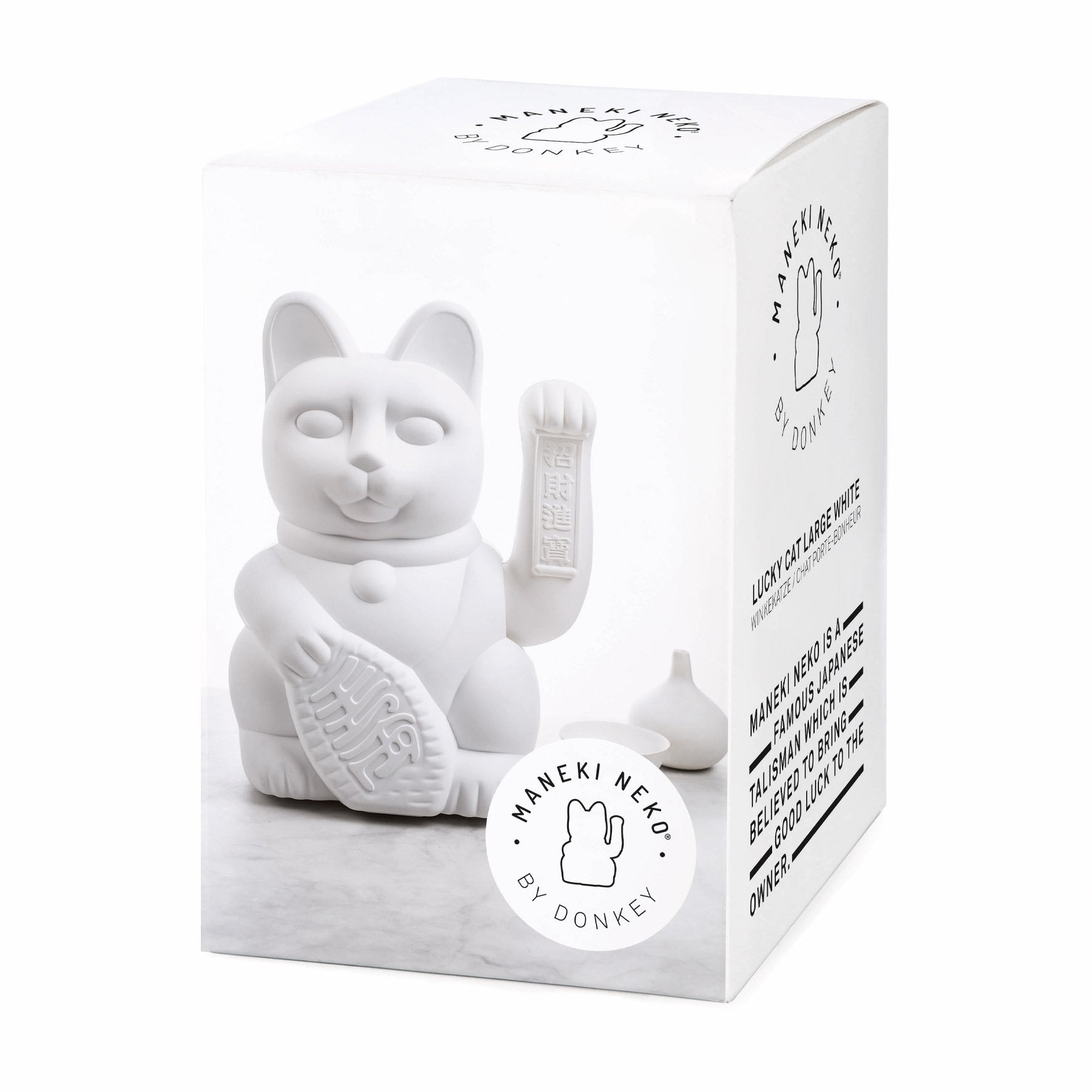 Oggetto regalo di design – grand chat chanceux blanc donkey 