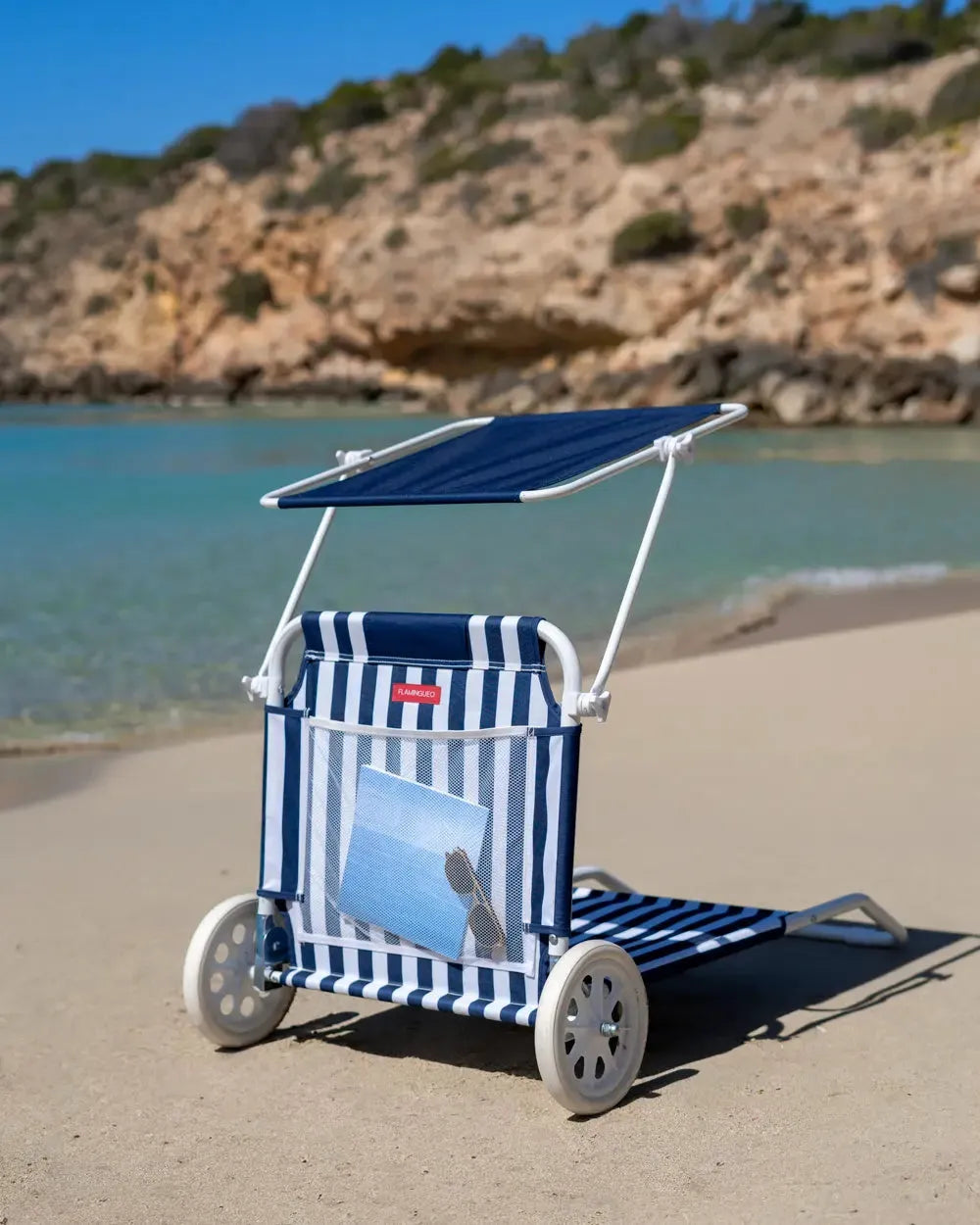 Strandliege mit Rädern und Sonnendach – FREYA