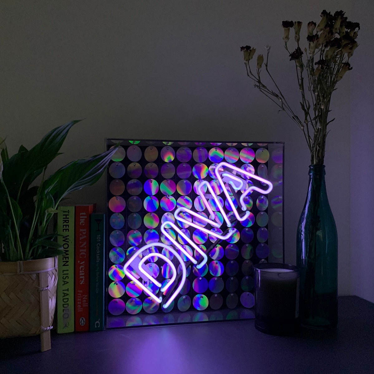 "Diva" Acrylic Box Neon Light with Sequins