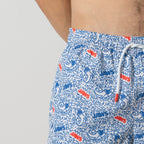 Jaws Swim Shorts - White Blue