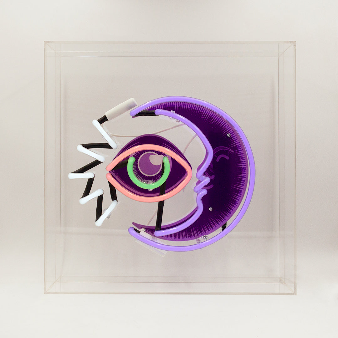 'Moon' Large Glass Neon Sign