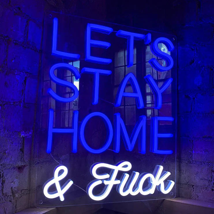 Regalo de diseño – led wall neon lets stay home and f ck blue 