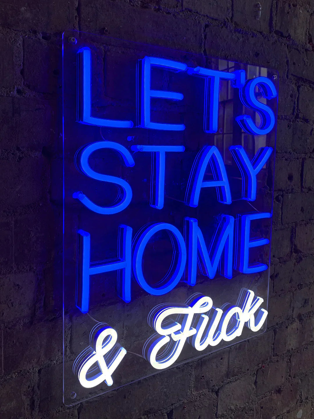 Regalo de diseño – led wall neon lets stay home and f ck blue 