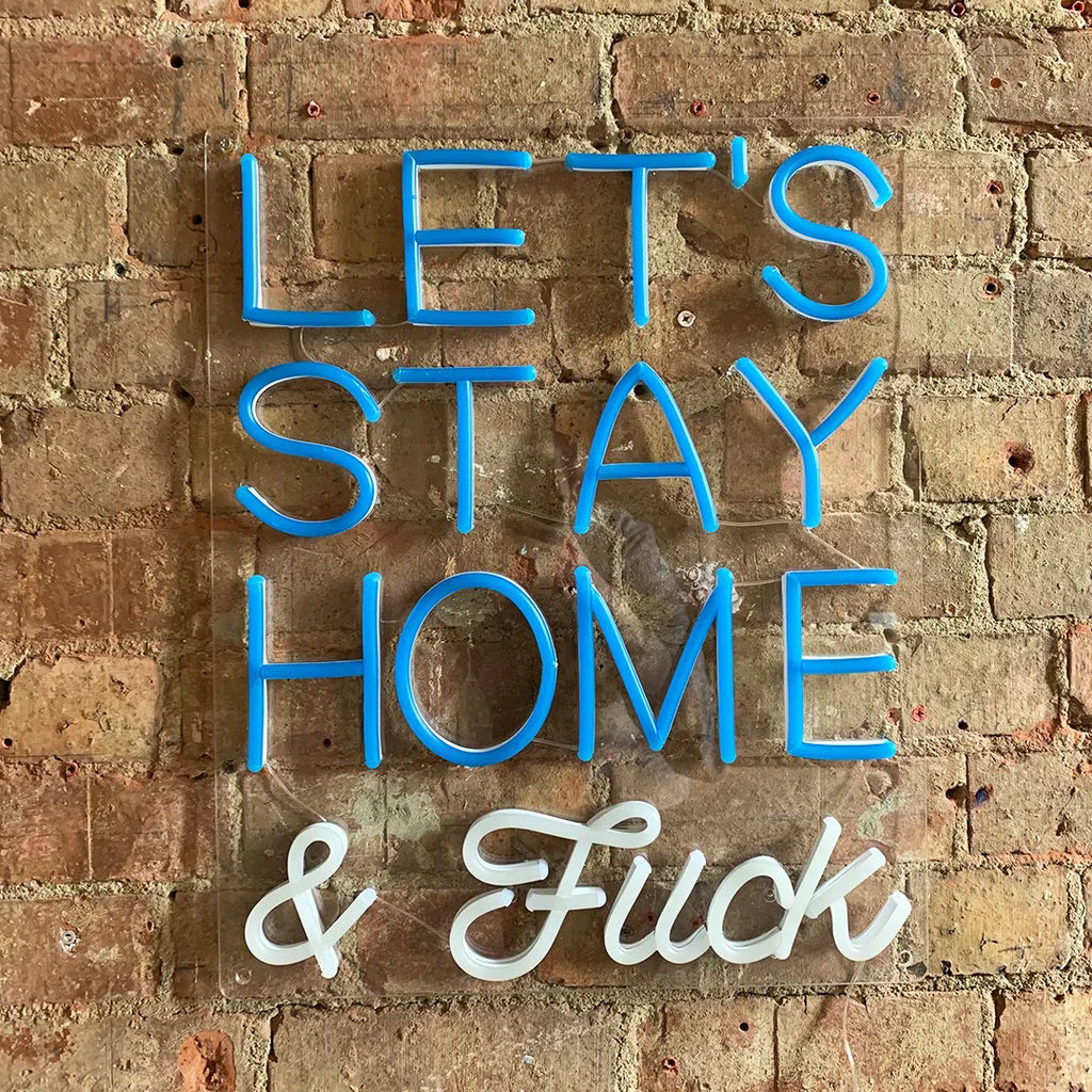 Regalo de diseño – led wall neon lets stay home and f ck blue 