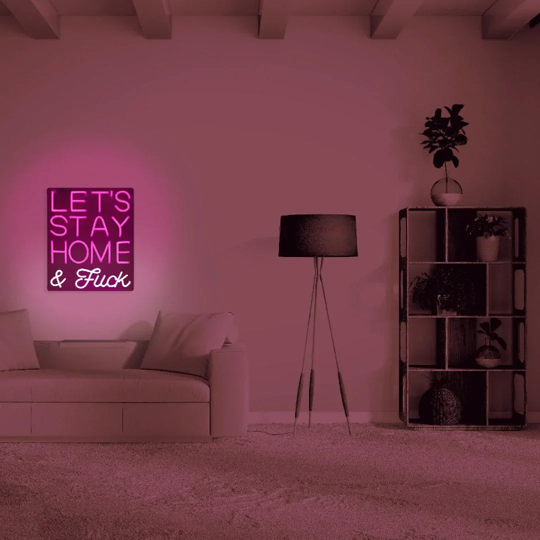Regalo de diseño – led wall neon lets stay home and f ck pink 