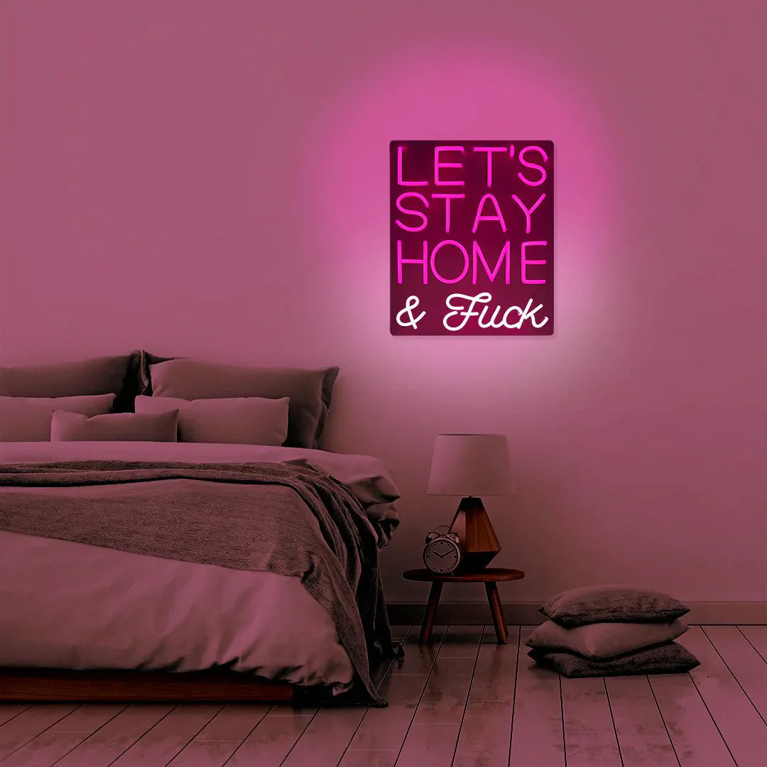 Regalo de diseño – led wall neon lets stay home and f ck pink 