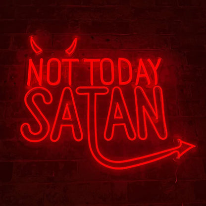 Neon Wall Sign Not Today Satan