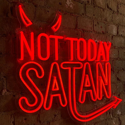 Neon Wall Sign Not Today Satan