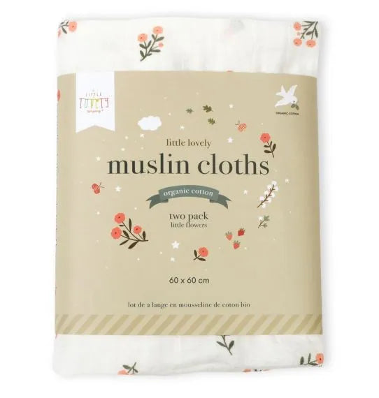 Lot de 2 langes en coton bio - Petites Fleurs – vue 6 – A Little Lovely Company