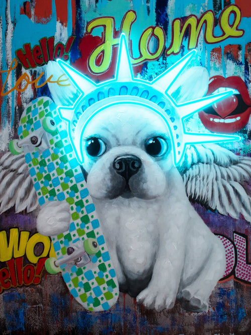 'Liberty Dog' Wall Artwork with LED Neon - STANDARD – Locomocean