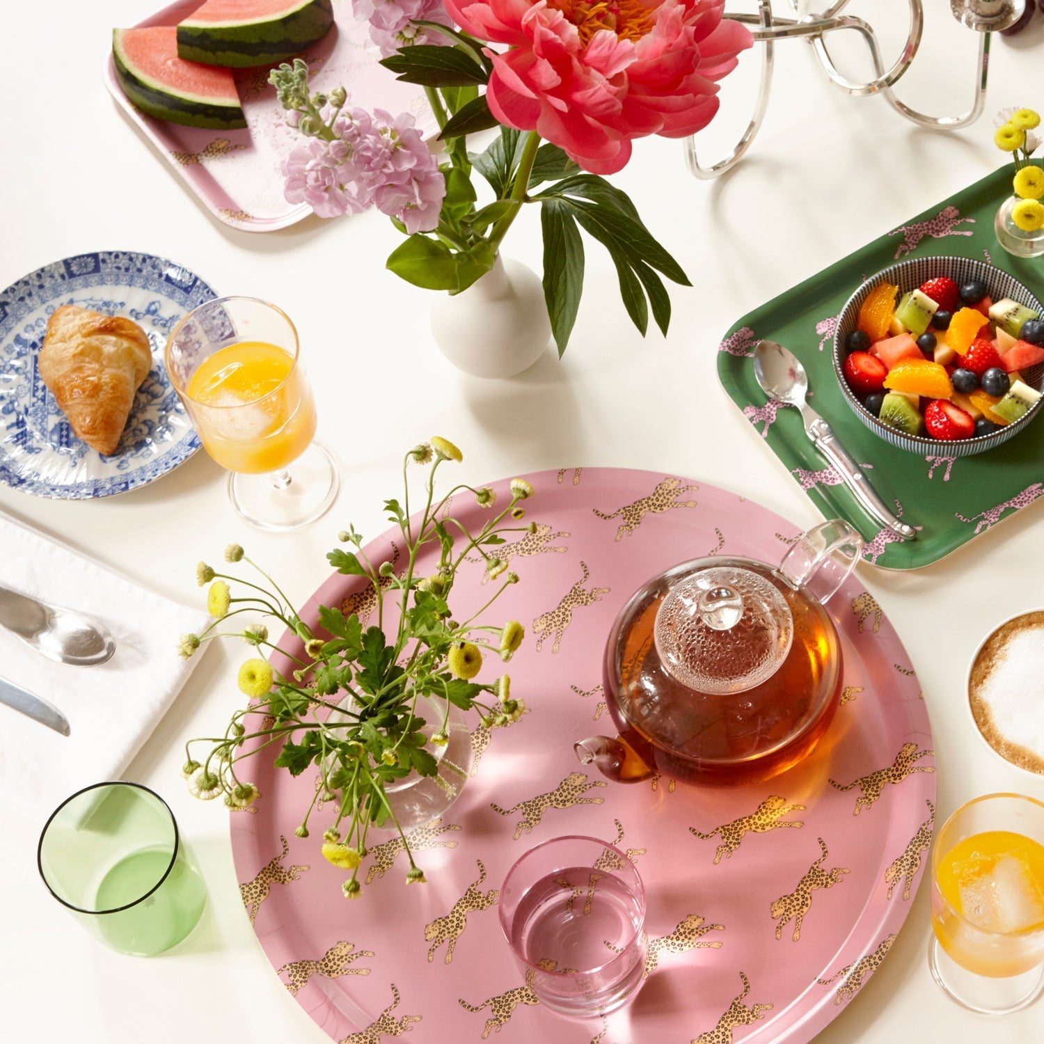 Yellow Leopard Round Serving Tray - 38 cm