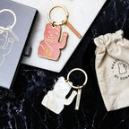 Regalo de diseño – porte cles chat chanceux rose donkey 