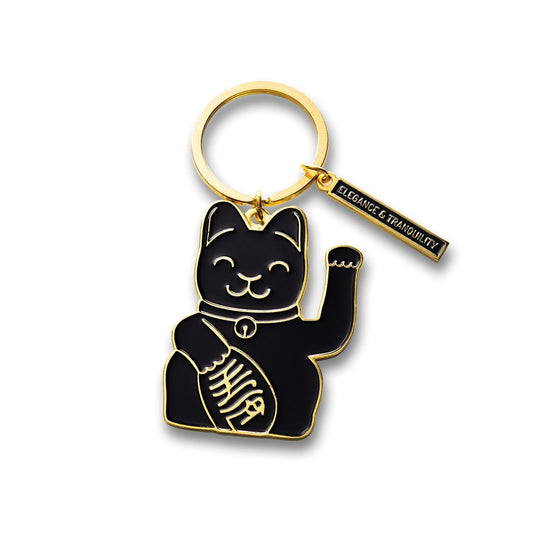 Porte-clés Chat Chanceux Noir Donkey | Boutique d'objets cadeaux designs 