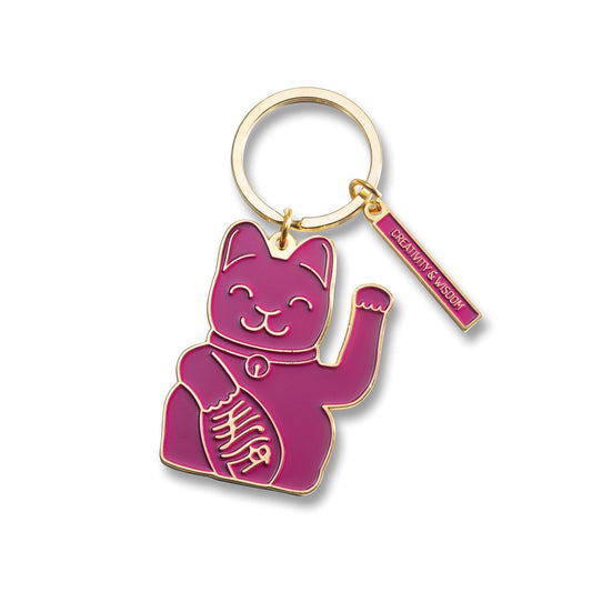 Porte-clés Chat Chanceux Violet Donkey | Boutique d'objets cadeaux designs 