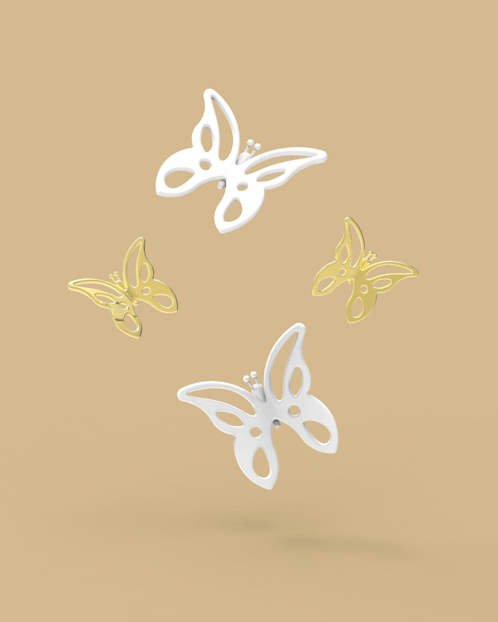Porte Clés Papillon Doré