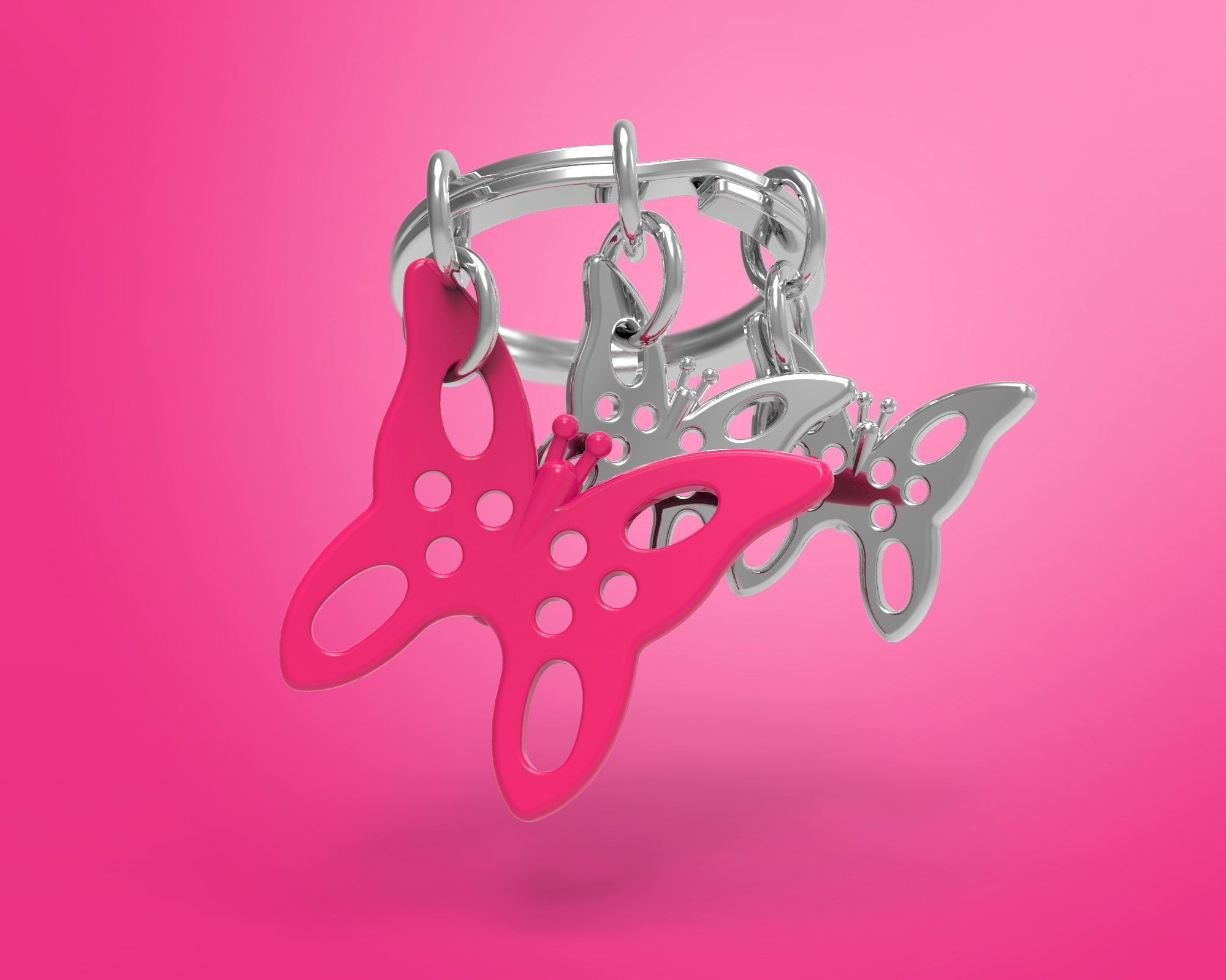 Oggetto regalo di design – Porte clés Papillon Rose Meta[l]morphose | Boutique d'objets cadeaux designs kokochao.com