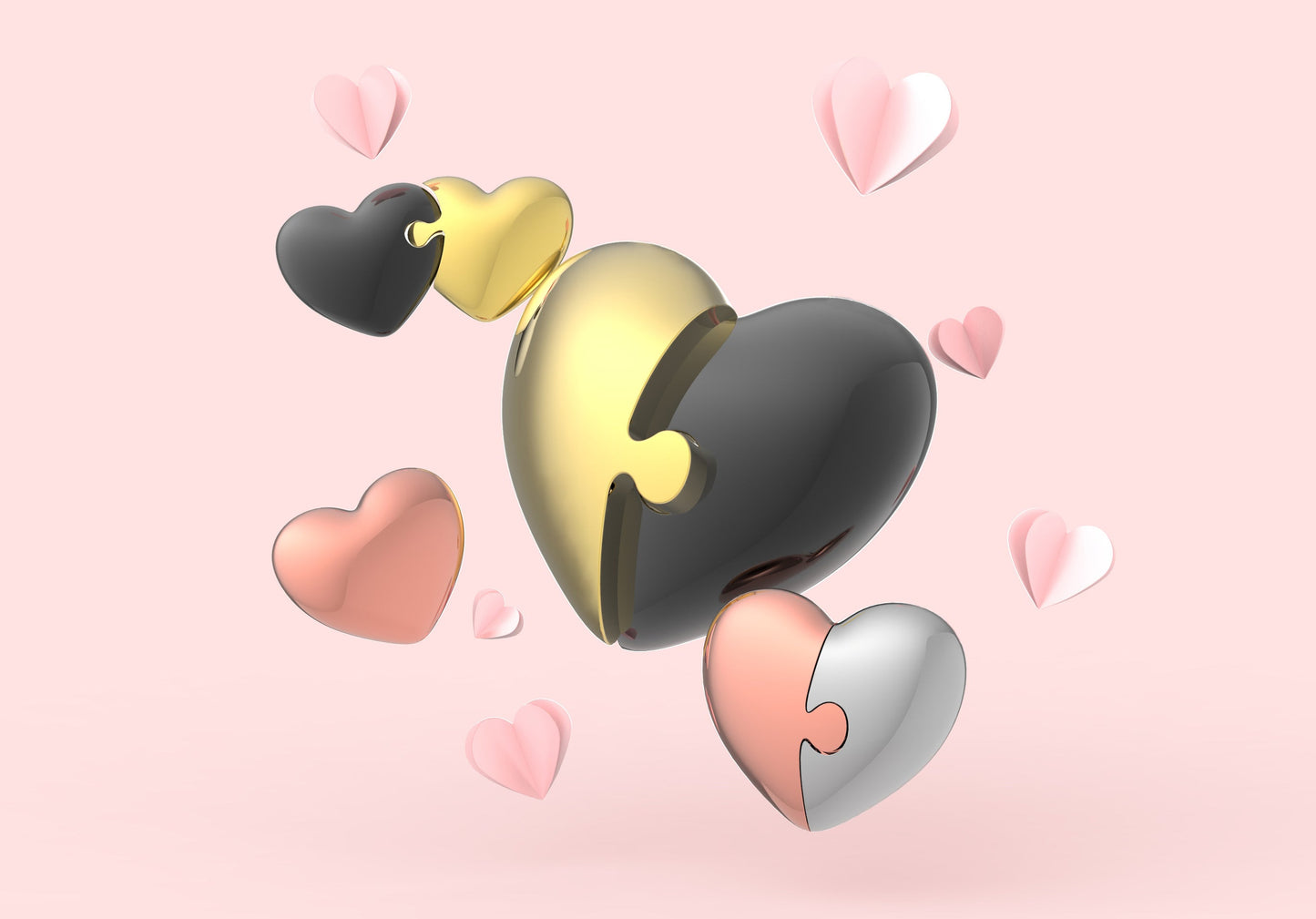 porte cles duo de coeur or et noir metalmorphose