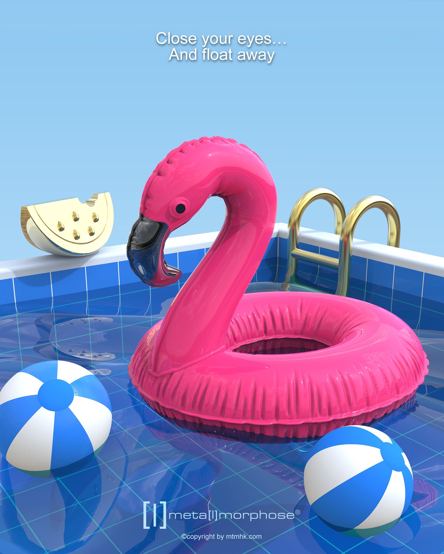 Pink Flamingo Buoy key ring