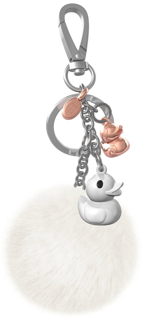 Designcadeau – Bijou de Sac Canard Blanc Pompon Meta[l]morphose - Canard de Bain
