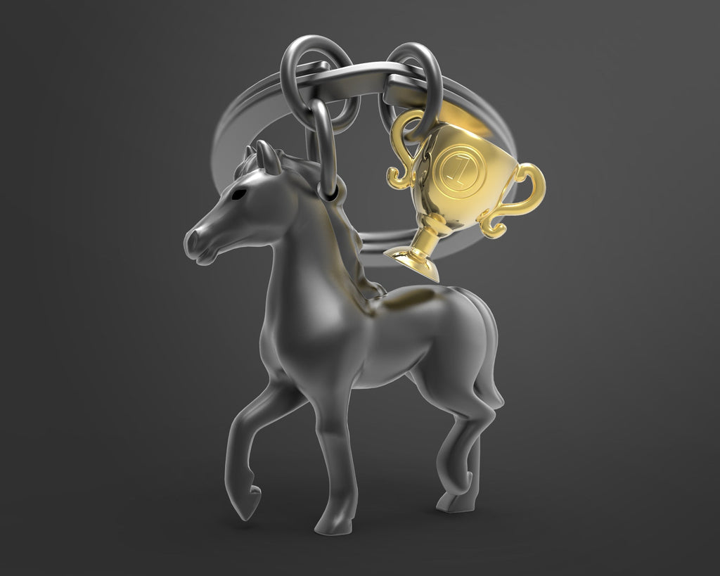 Porte clés Cheval de Course Noir Meta[l]morphose