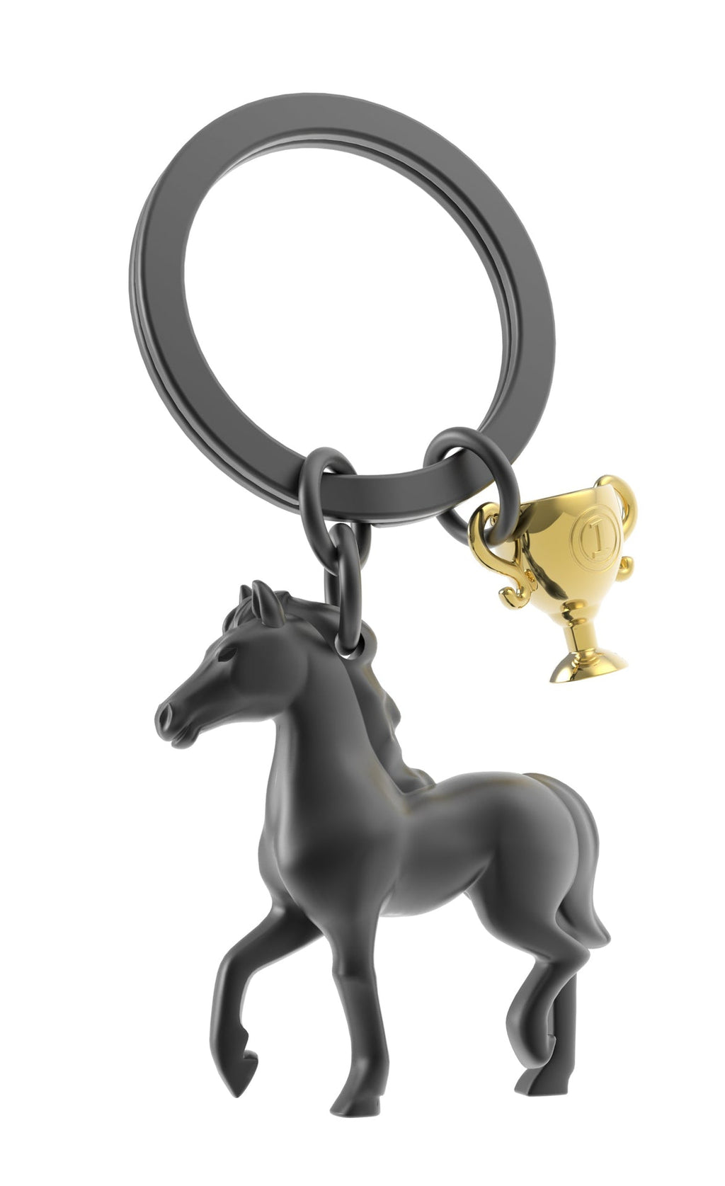 Porte Clés Cheval de Course Noir