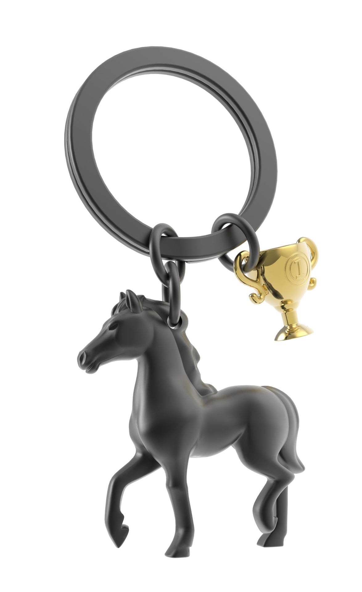 Porte Clés Cheval de Course Noir
