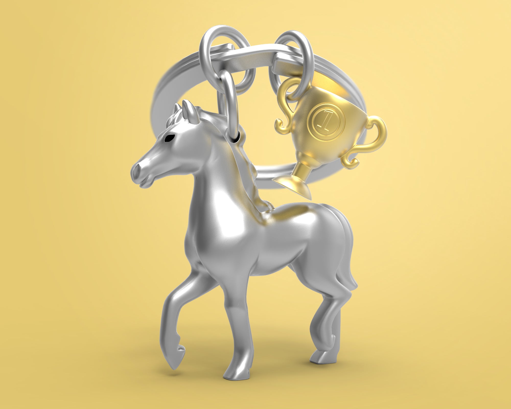 Designcadeau – Porte clés Cheval de Course Argenté Meta[l]morphose | Boutique d'objets cadeaux designs 