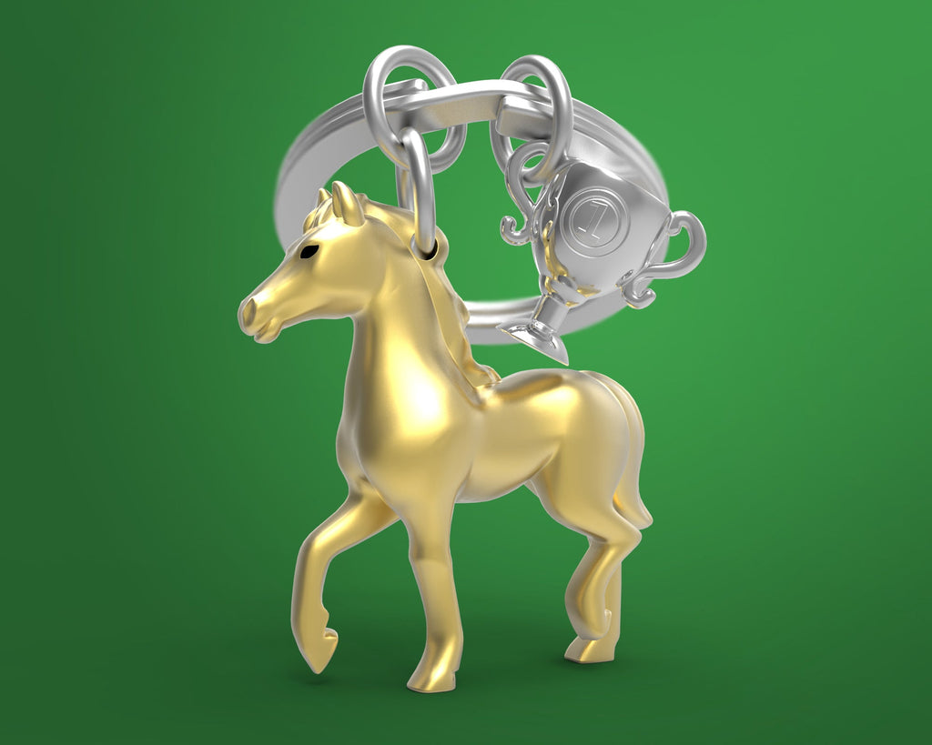 Designcadeau – Porte clés Cheval de Course Doré Meta[l]morphose | Boutique d'objets cadeaux designs 